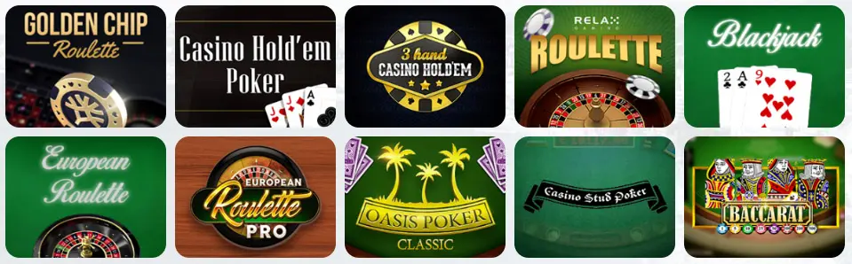 Jeux de table au CashWin Casino